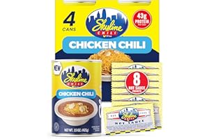 Skyline Chicken Chili Bundle - 4-Pack 15 oz Cans with 8 Packets of Skyline Chili Hot Sauce, Authentic Cincinnati Chili & Spicy Sauce Combo for Coneys, Spaghetti, Nachos & Low Carb Meals