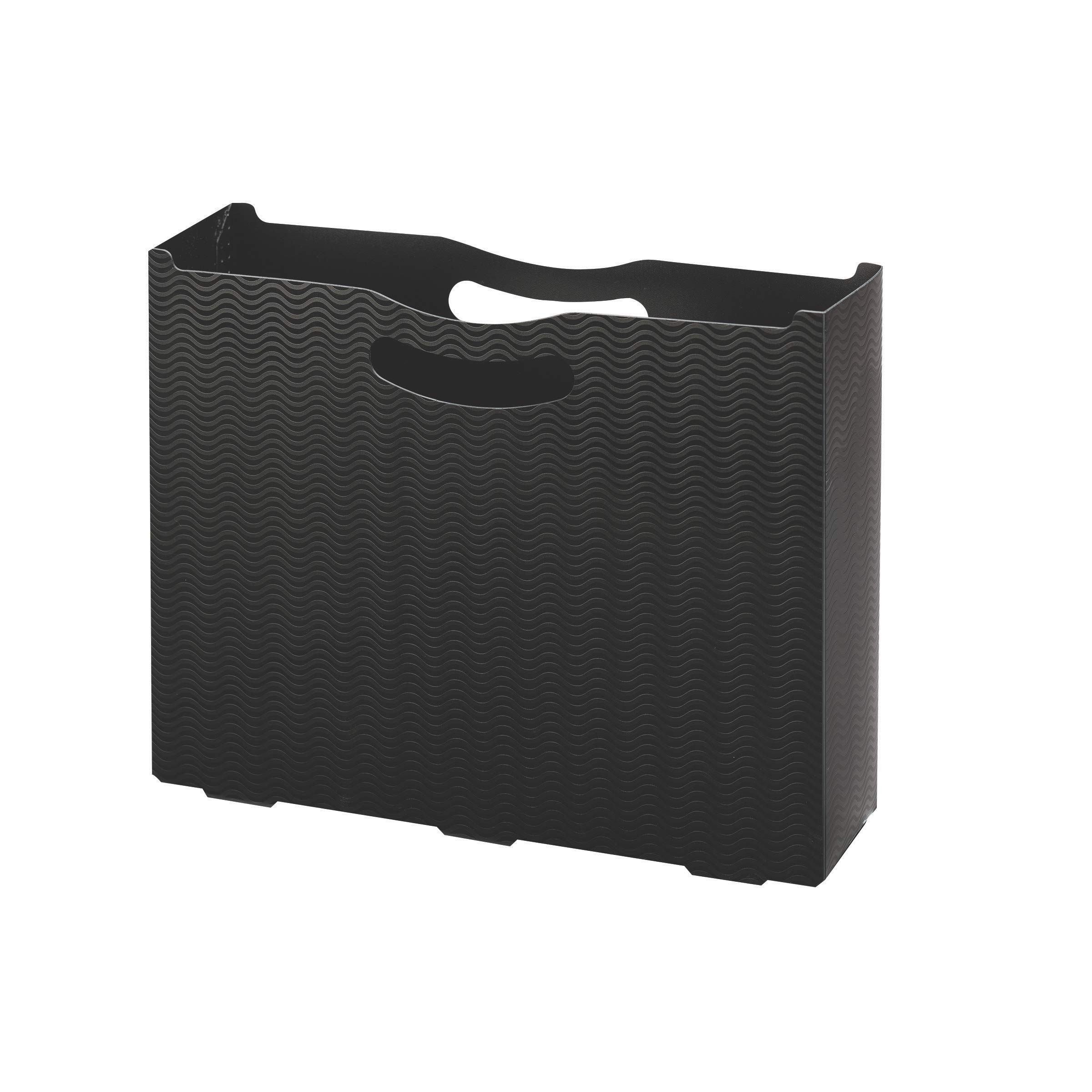 Smead Poly File Box, 3" Expansion, Letter Size, Black Wave Pattern (71631)