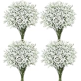 Babys Breath Artificial Flowers, 18 Pcs White Fake Baby Breath Flowers Artificial Bulk Real Touch Faux Gypsophila Bouquets for Wedding Floral Arrangement Party Home Decoration