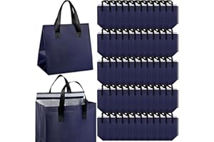 100 Pcs Take Away Bags Insulated Bags, Thermal Reusable Shopping Bags Bulk, Cooler Tote Bags for Food Delivery Cold and Hot F