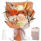 MAMAMIKO Preserved Flowers Bouquet with Butterfly - 3 Roses & Flowers for Delivery, Long-Lasting Real Roses Forever, Anniversary Birthday Valentine Gifts for Women Mom Grandma Her Wife Girlfriend