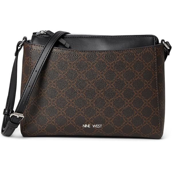 Amazon.com: Nine West Zuri SLG Zip Around Wallet, Brown Logo/Black