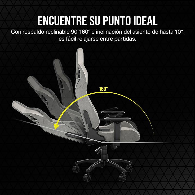 T3 Rush Fabric Silla para Juegos (2023) – Gris y Blanco