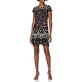 Adrianna Papell Womens Short Beaded Cocktail Dress