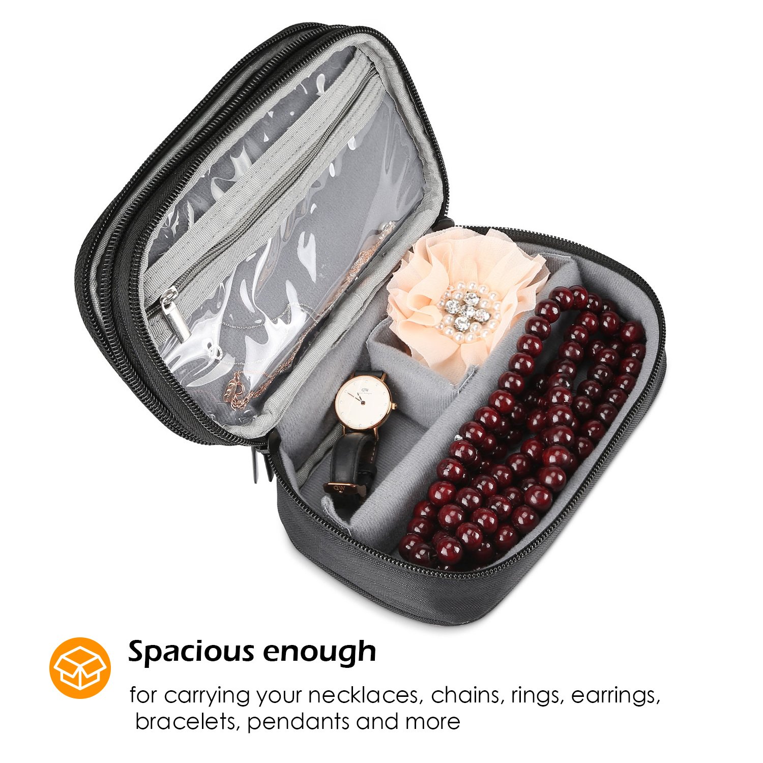 ProCase Jewelry Case Travel Organizer Bag, Soft Padded Double Layer