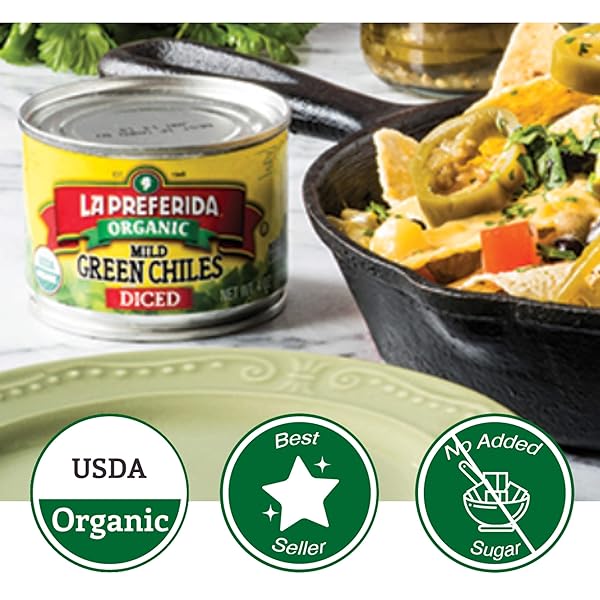 LA PREFERIDA ORGANIC GREEN CHILES, MILD-DICED, 4 OZ (PACK – 1)
