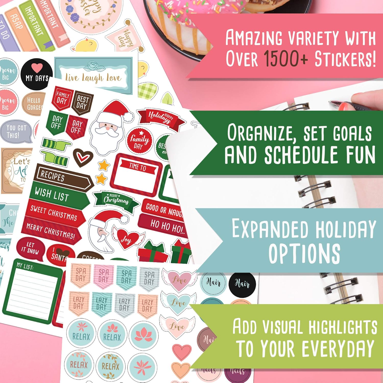 Aesthetic Planner Stickers - 1500+ Stunning Design Accessories Enhance and Simplify Your Planner, Journal and Calendar: Kitchen & Dining