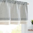 Jinchan Striped Valance Curtain - Blackout Kitchen Valance, 18" Length, Rod Pocket, Blue On Beige Farmhouse Style - View #6