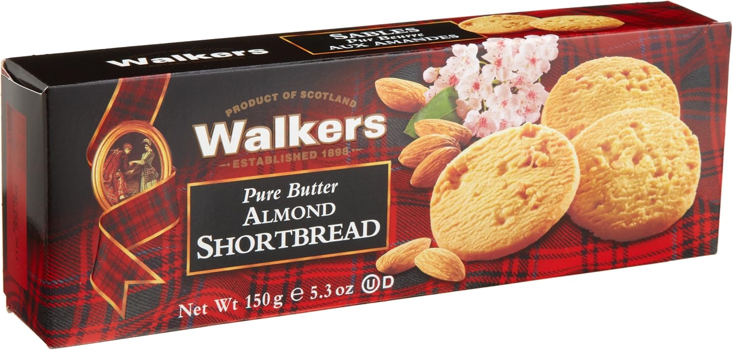 Walkers Pure Butter Almond Shortbread Cookies, 150 Gram (Pack of 2