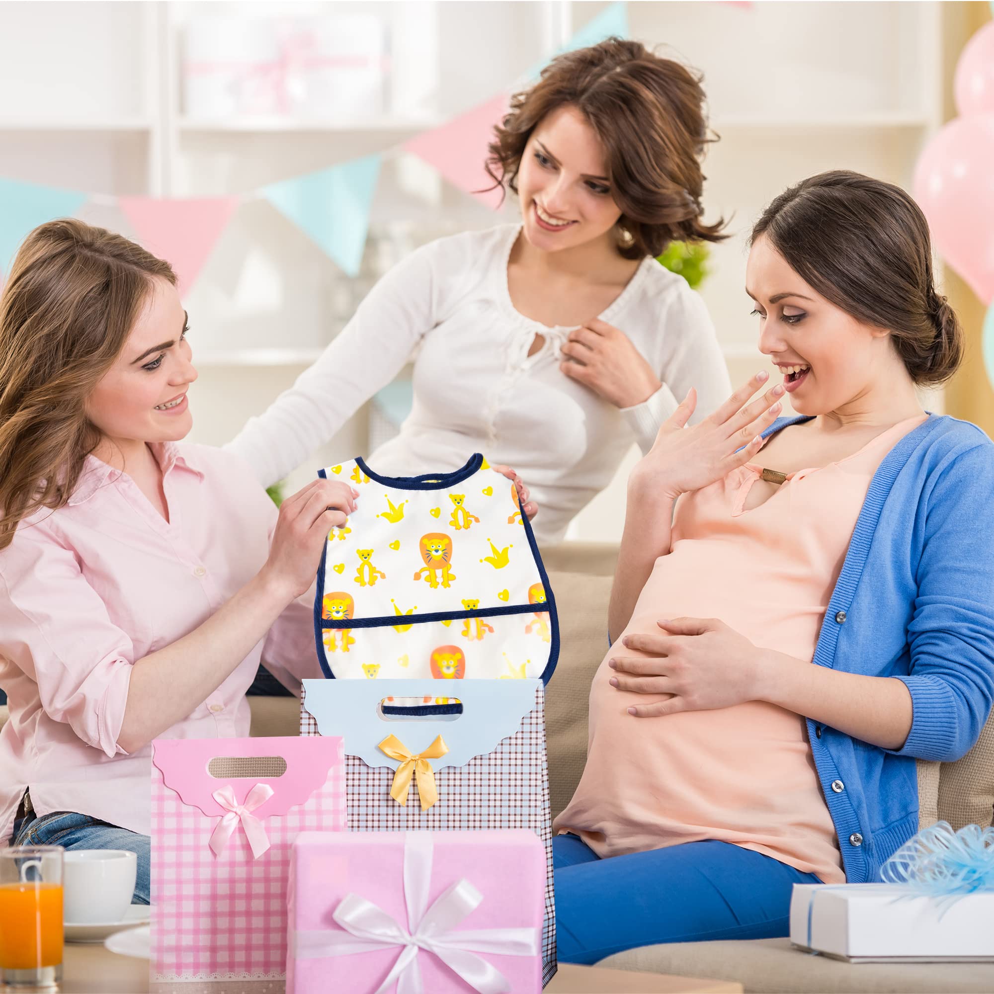 6Pcs Waterproof Toddler Bibs Baby Feeding Bib Set with Crumb Catcher Pocket Infant Adjustable Baby Teething Bib Babies Sleeveless Animals Food Bibs Keepsake Gift for Baby Shower, 6-24 Months