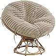 HOMBYS Fluffy Shaggy Cover for Papasan Chair Cushion, Plush Faux Fur Slipcover ONLY, (Without Cushion) Removable Soft Papasan Cushion Covers with 8 Ties, (Khaki, 50"x50")