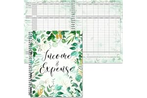 Harloon Income and Expense Log Book Eucalyptus Income and Expense Tracker Small Business Accounting Bookkeeping Ledger Book for Personal Finance Business Account Record Office Supply, 8.7 x 11 Inch