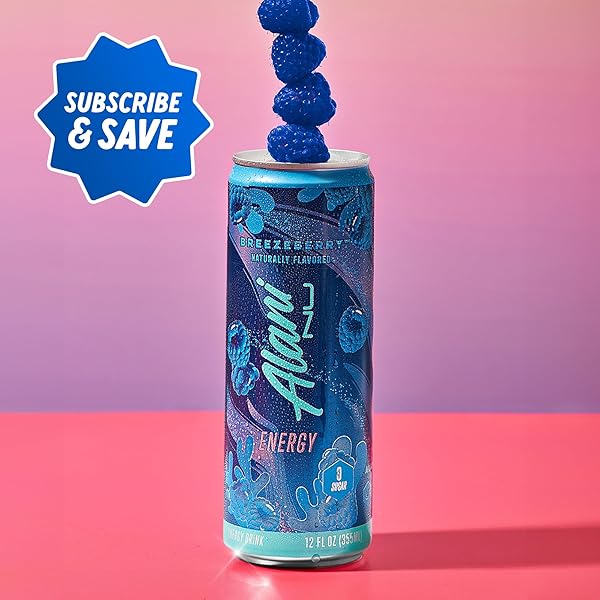 ALANI NU BREEZEBERRY, SUGAR FREE, LOW CALORIE ENERGY DRINKS, 200MG CAFFEINE, BIOTIN, B VITAMINS, ZERO SUGAR, 10 CALORIES, 12 FL OZ CANS, 24 PACK