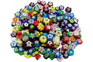 EDFLIFE Flat Glass Millefiori for Mosaic Making Supplies, Mosaic Tiles for Crafts with Assorted Flower Glass Tiles, Mosaic Kits for Adults DIY Decorations, No Hole (Flower Pattern)