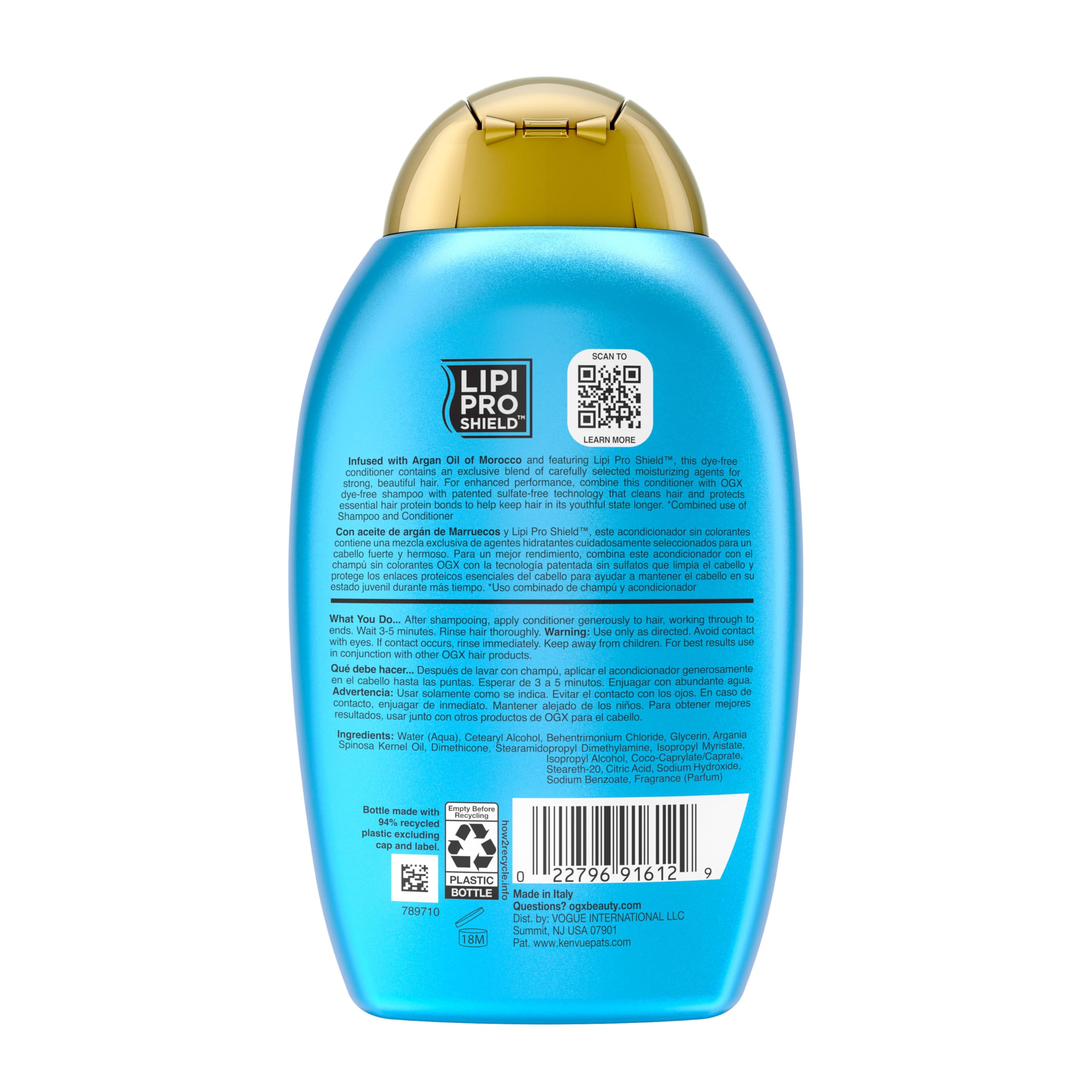 OGX Renewing + Argan Oil of Morocco Conditioner, Repair Conditioner & Argan Oil Helps Strengthen & Repair Dry, Damaged Hair, Paraben-Free, Sulfate-Free Surfactants, 13 fl. oz