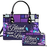 Personalized Christian Leather Handbag, Jesus Christian Tote Bag, Bible Purse, Religious Bags Gift for Mom, Women