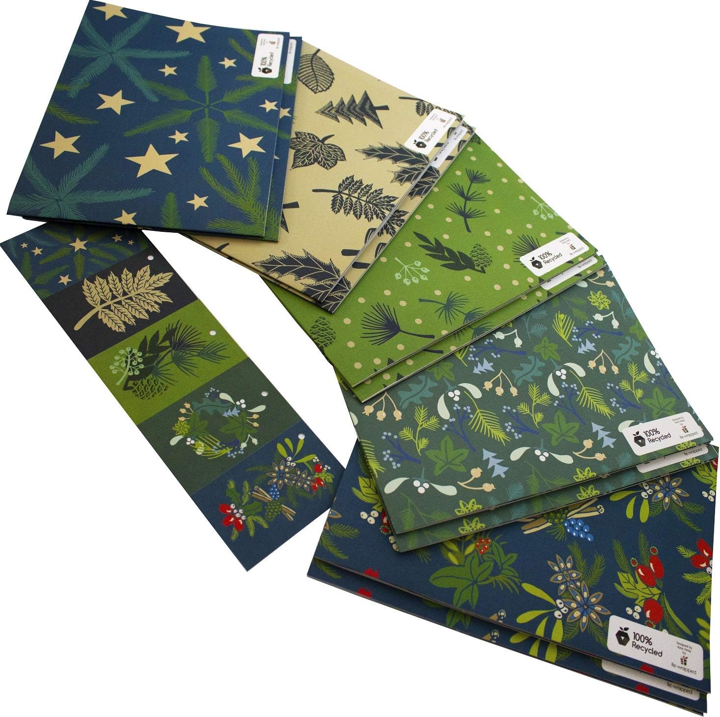 Re-wrapped Luxury ECO Xmas Gift Wrap - 3 Sheets/tags - Christmas