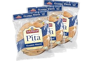 TOUFAYAN BAKERIES Toufayan Classic White Pita Bread – Soft Hearth-Baked Pocket Pita | Freeze on Arrival | 3 Pack (18 Pitas Total)