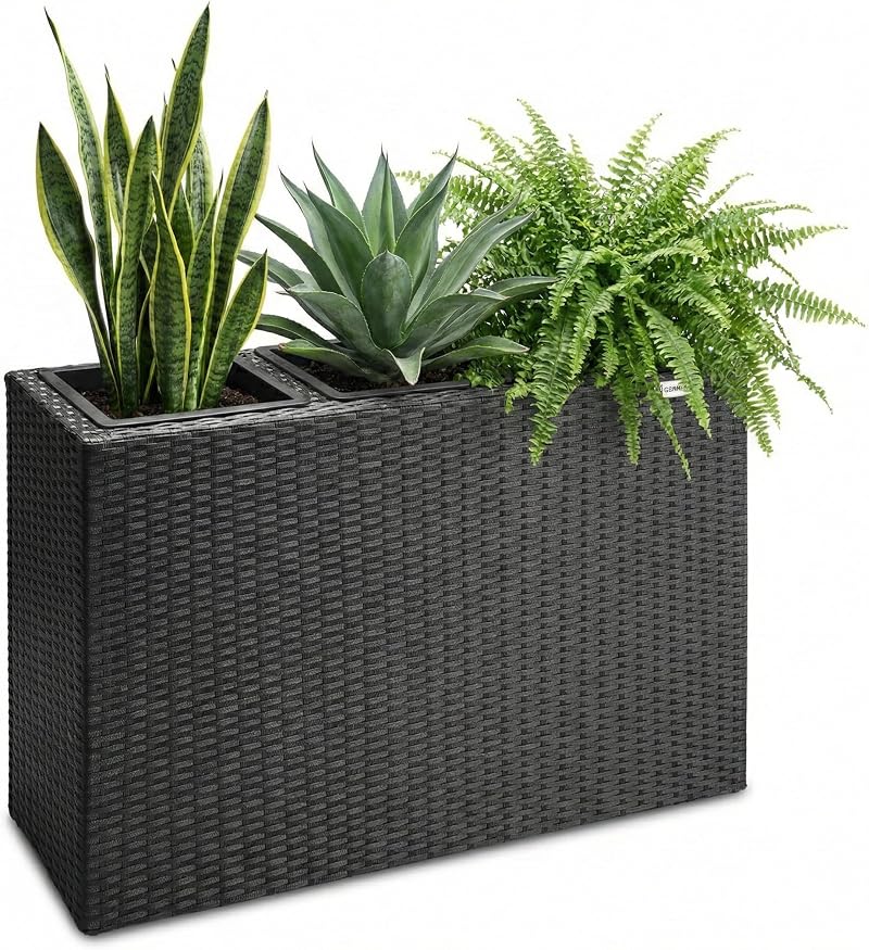 CASARIA Large Tall Rattan Flower Pot Planter with 3 Inner Pots 83x30.5x60 cm