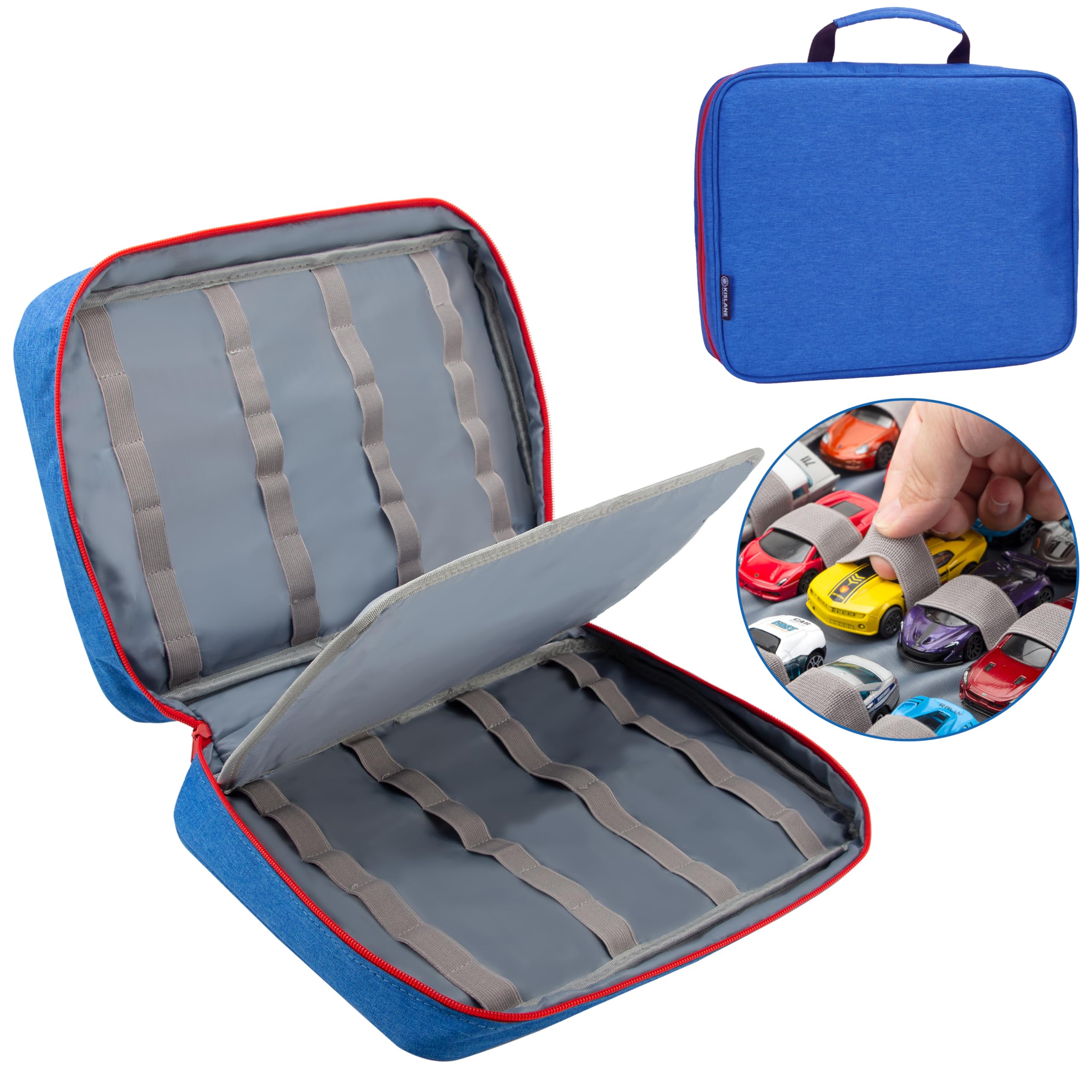 KISLANE Carrying Case for 48 Hot Wheels Cars, Kids Toy Cars Storage Case (Blue)