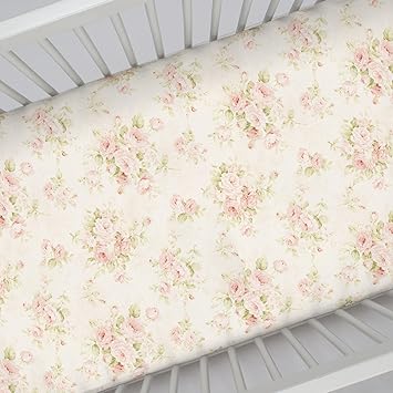 pink floral crib sheet