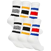jeuhut Retro Socks Men, 3 Pairs Striped Cotton Crew Tube Socks for Athletic and Casual Style