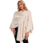 PULI Womens Elegant Cross Front Shawl Wraps Knitted Ponchos Cape Light Weight Poncho Sweater Soft Warm Travel Wraps