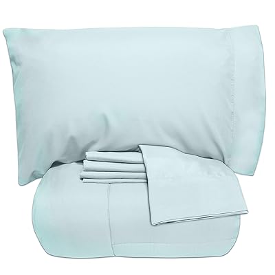 Sweet Home Collection 5-Piece Comforter Set, Aqua, Twin, Soft