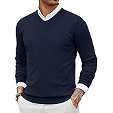 COOFANDY Men Casual V Neck Sweater Ribbed Knit Slim Fit Long Sleeve Pullover Top
