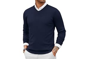 COOFANDY Men V Neck Dress Sweater Fashion Knit Slim Fit Long Sleeve Pullover Top