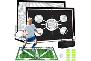 Enmons 6x4 FT Kids Soccer Goals for Backyard - 2 Pack Soccer Nets, Portable Pop Up Goal Set with Training Mat, Cones, Target & Ball - Soccer Training Equipment Gift for Boys/Girls Ages 3-12