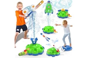 NICMORE 4-in-1 Kids Sprinklers for Yard - Summer Toys for Kids Ages 4-8 with Outdoor Baseball Game & Toy Rocket Launcher - Fun Water Splashing Gifts for Boys & Girls Ages 3-8