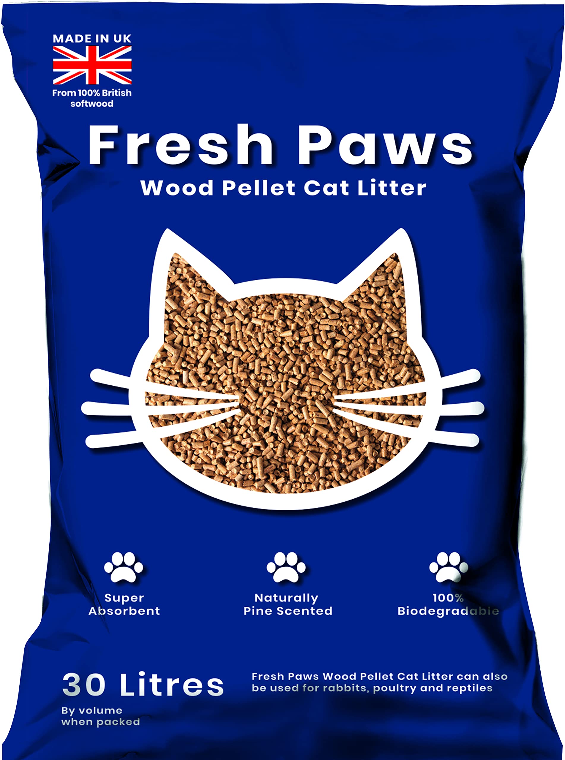 Fresh Paws Premium Wood Pellet Cat Litter, 30 L