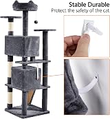Yaheetech Tall Cat Tree 178cm with Caves, Platforms, Scratching Posts Dark Grey view 9