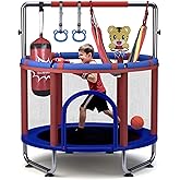 Trampoline for Kids 55inch Toddler Mini Small Trampoline Outdoor Indoor Basketball Hoop, Swing, Gift for Baby, Toddlers & Kids Ages 3-6