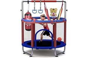 HEYSKY Trampoline for Kids 55inch Toddler Mini Small Trampoline Outdoor Indoor Basketball Hoop, Swing, Gift for Baby, Toddlers & Kids Ages 3-6