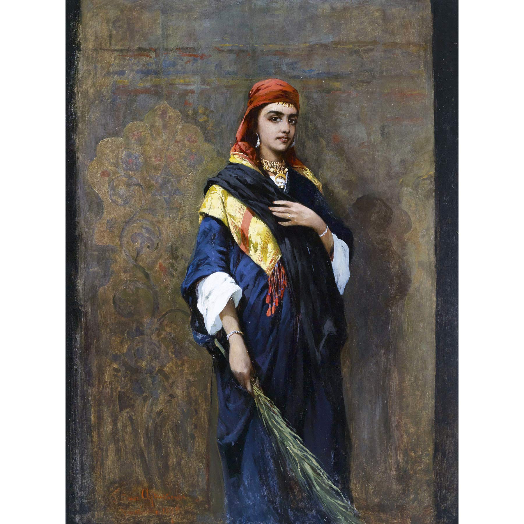 Ajdukiewicz Portrait Of An Oriental Woman Painting Large Wall Art Print Canvas Premium Mural