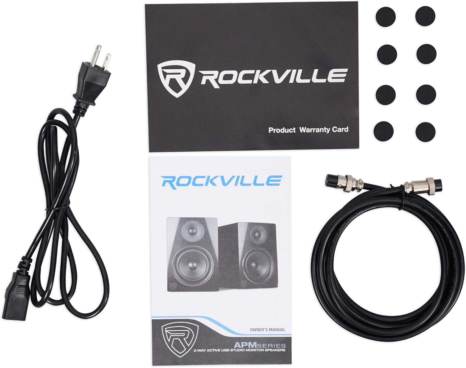 Rockville 2Way 500W Active/Powered USB Studio Monitor Speakers Pair Black 8 inch APM8B Musical
