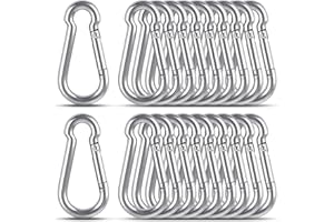 KATUMO M5/2 Inch 12PCS Carabiner Clip, 304 Stainless Steel Spring Snap Hook, 207LBS Holding Capacity Quick Link Clip, Small Metal Clips for Key Chain Flag Dog Leash Camping Hiking Fishing Hanging
