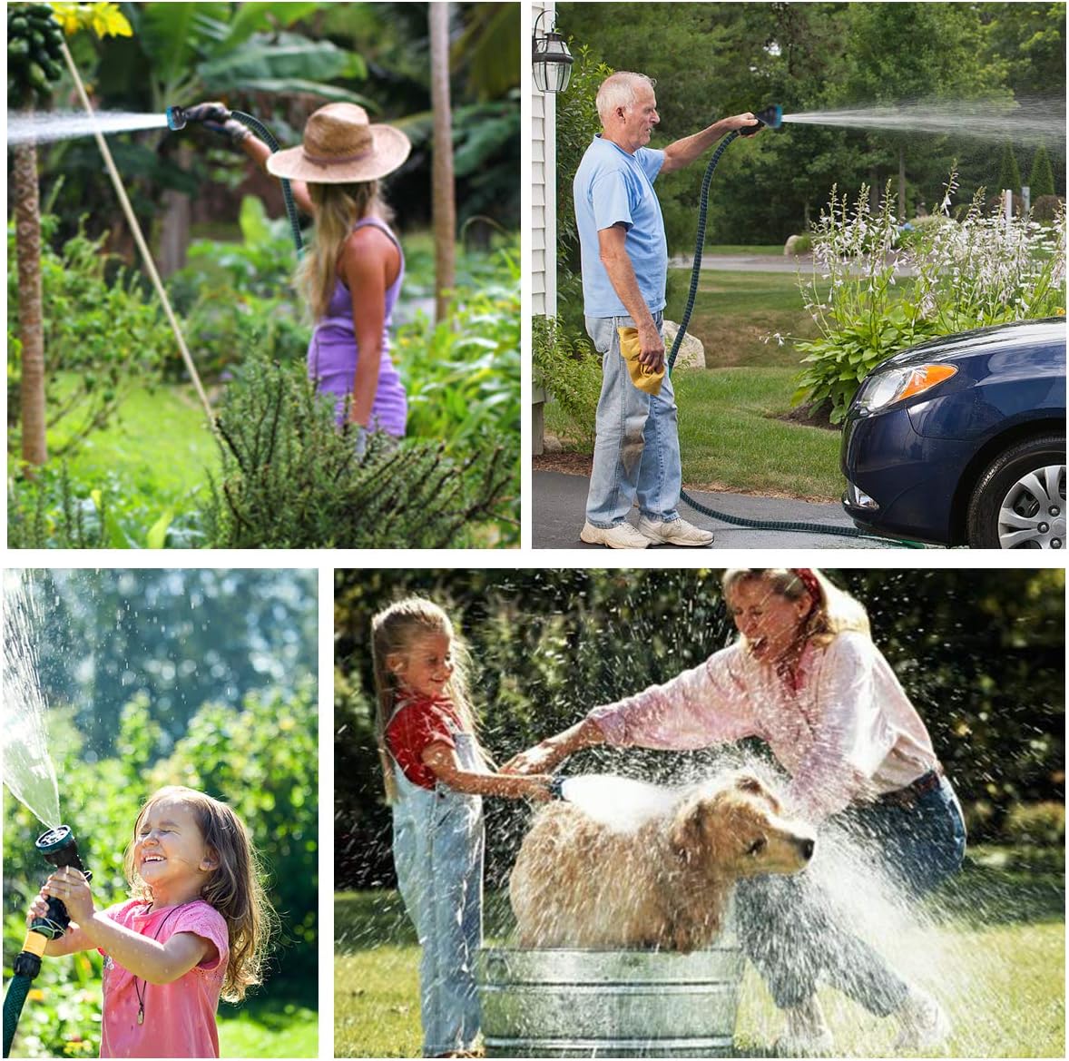 Gardguard 50ft Expandable Garden Hose: Water Hose with 9 Function Nozzle and Durable 3-Layers Latex, Flexible Water Hose with Solid Brass Fittings, Best Choice for Watering and Washing: Home Improvement