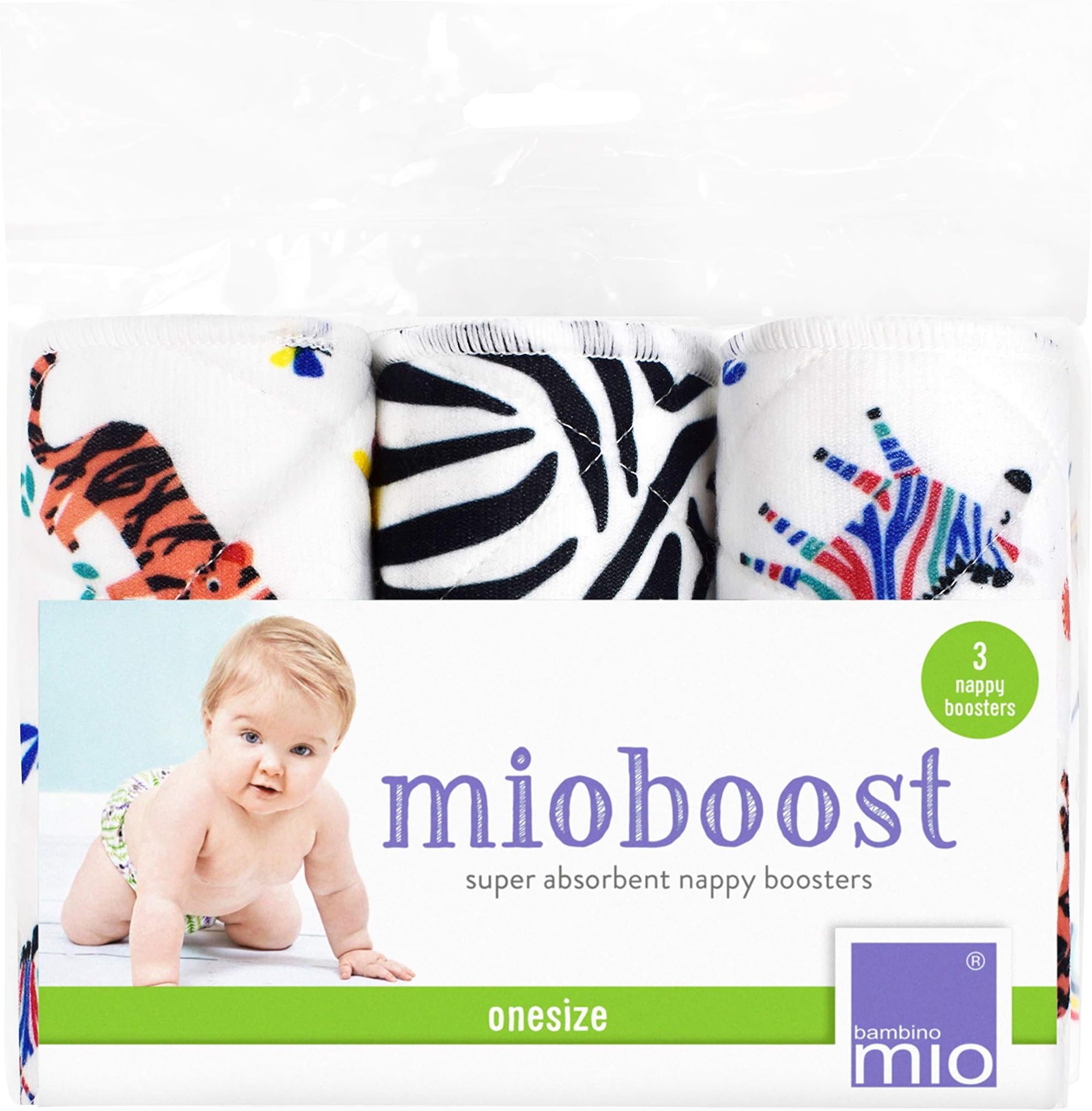Bambino Mio, mioboost (nappy boosters), 3 pack, savanna stripes, MB3 SAVOEKO-TEX STANDARD 100