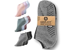 Gripjoy Grip Socks 3-Pack, Non Slip Socks for Yoga, Pilates, Barre, Dance