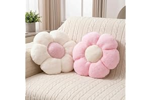 JZNEXD 2pcs Flower Shaped Daisy Floor Pillow Set, Cute Preppy Room Decor Decorative Throw Pillows Cushions for Girls Bedroom 