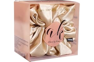 Allure by Koms - Extra Large 22Momme,6A Grade 100% Pure Mulberry Luxury Silk Hair Scrunchie, Silk Hair Ties, Silk Scrunchie f