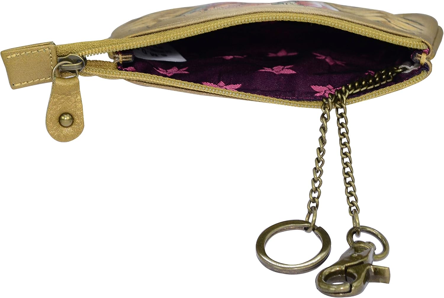 Anuschka Women’s Hand-Painted Genuine Leather Medium Zip Pouch - Angel Wings - Image 4