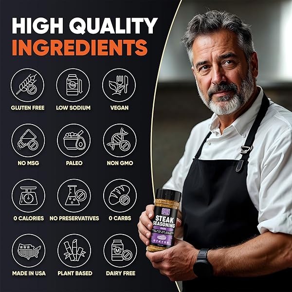 STEAK SEASONING ONION POWDER SEASONING MIX – GLUTEN FREE & LOW SODIUM MEAT SEASONINGS FOR BEEF, RIBEYE, TOMAHAWK & NEW YORK STRIP. STEAKS SEASONINGS FOR GRILLING. STEAK RUB. STEAKS SALT BLEND. 4.7OZ