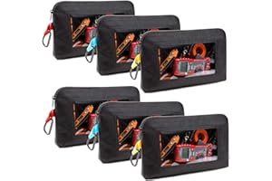 Foxrino Clear Tool Pouch, Heavy Duty Small Tool Bag with Zipper, Canvas Tool Pouch Organizer Bags for Men for Workshop, Contractors, Electricians & DIY Enthusiasts, Pencil Case, 6 Pack