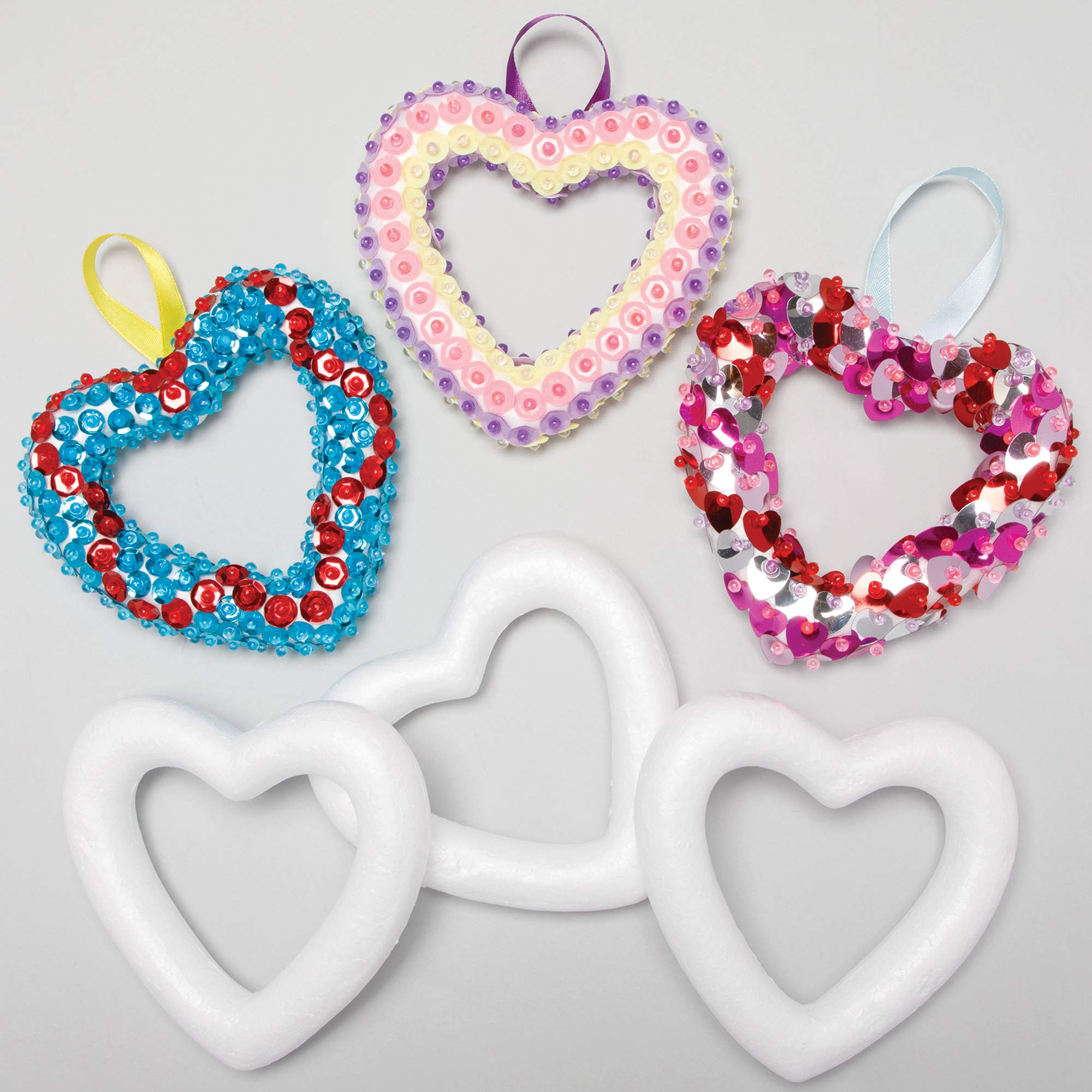 Baker Ross AX853 Heart Polystyrene Rings - Pack of 10, Ideal for Model Making, Crafting, Valentine’s Day, Gifts or Keepsakes