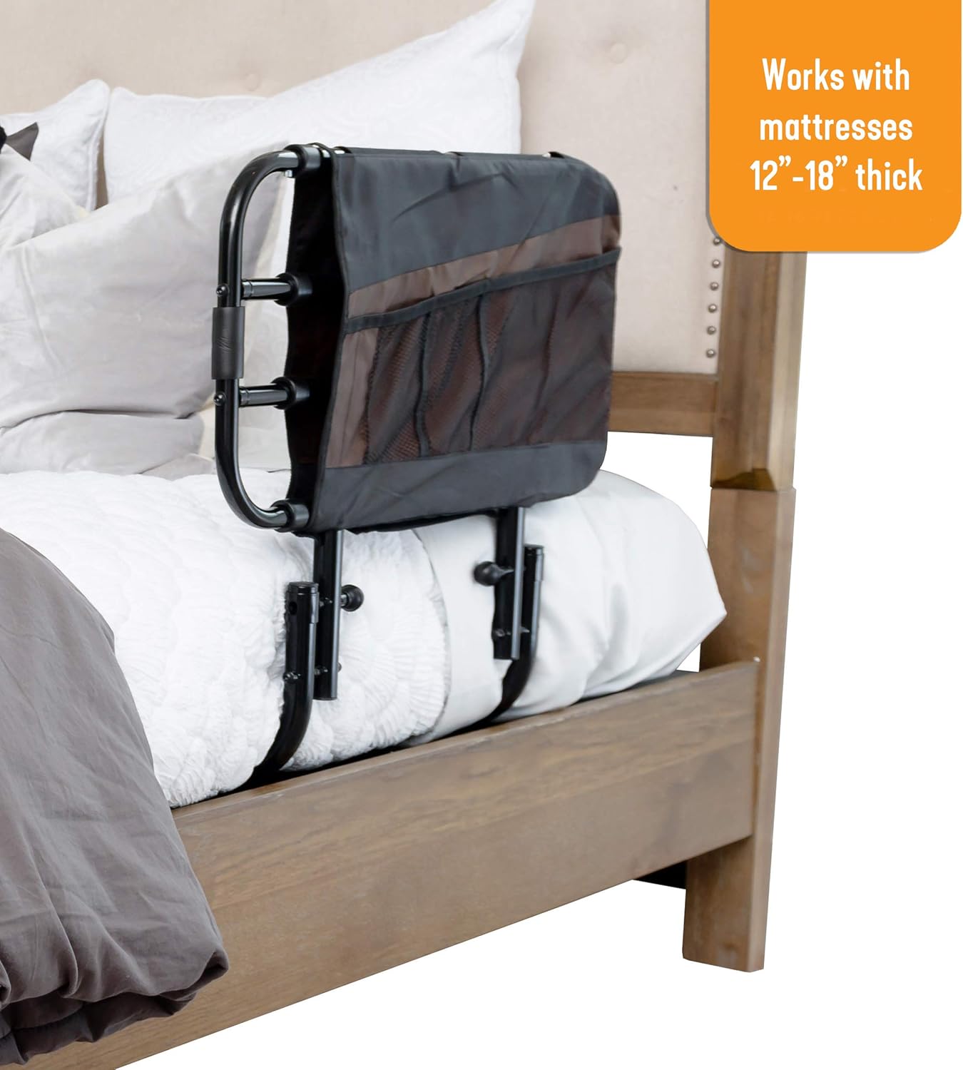 Stander EZ Adjust Bed Rail, Adjustable Home Hospital Bed Rail and Bed Assist Grab Bar for Elderly Adults, Includes Organizer Pouch: Health & Personal Care