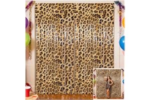 BTRYRUIK 2 Pack Leopard Print Birthday Decorations 3.3x6.6FT Girl Night Party Supplies Yellow Black Tinsel Foil Fringe Curtai